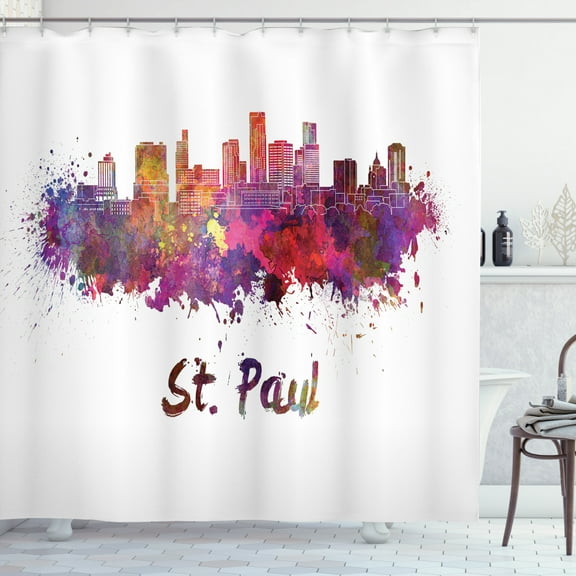 Ambesonne Minnesota Shower Curtain, Saint Paul Skyline, 69"Wx70"L, Multicolor