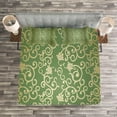 thumbnail image 3 of Ambesonne Green and Yellow Quilted Bedspread Set 3 Pcs, Floral Curls, Queen Size, Green Yellow, 3 of 3