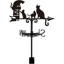 Cat Weather Vane for Roof Mount Vintage Animal Garden Stake Decorative Weathervane Metal Wind Direction Indicator Wind Vane Sign for Farmhouse Yard Outdoor Farm Barn Sheds Garden Patio Black for diy