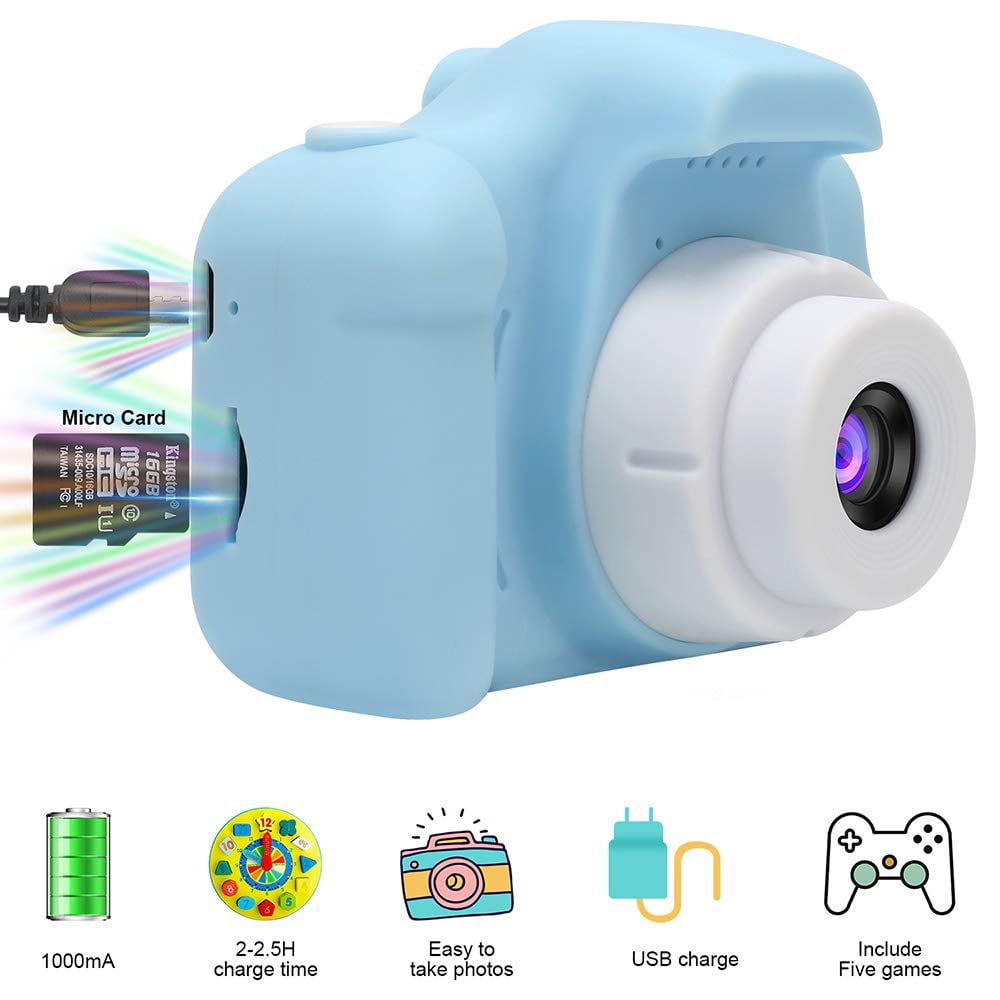 Mini 1080P HD Rechargeable Digital Selfie Camera Children Shockproof for Girl Boy Photo Video Record Birthday Gifts Micro Included SD Card ZXYWW Kids Camera