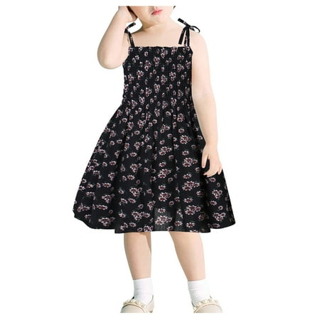 

Aayomet Princess Dresses For Girls Floral Clothes Dress Baby Floral Girls Dress Beach Toddler Slip Kids Princess Girls Black 2-3 Years