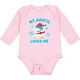 thumbnail image 3 of Inktastic Polar Bear My Auntie Loves Me in Santa Hat with Snowflakes Boys or Girls Long Sleeve Baby Bodysuit, 3 of 5
