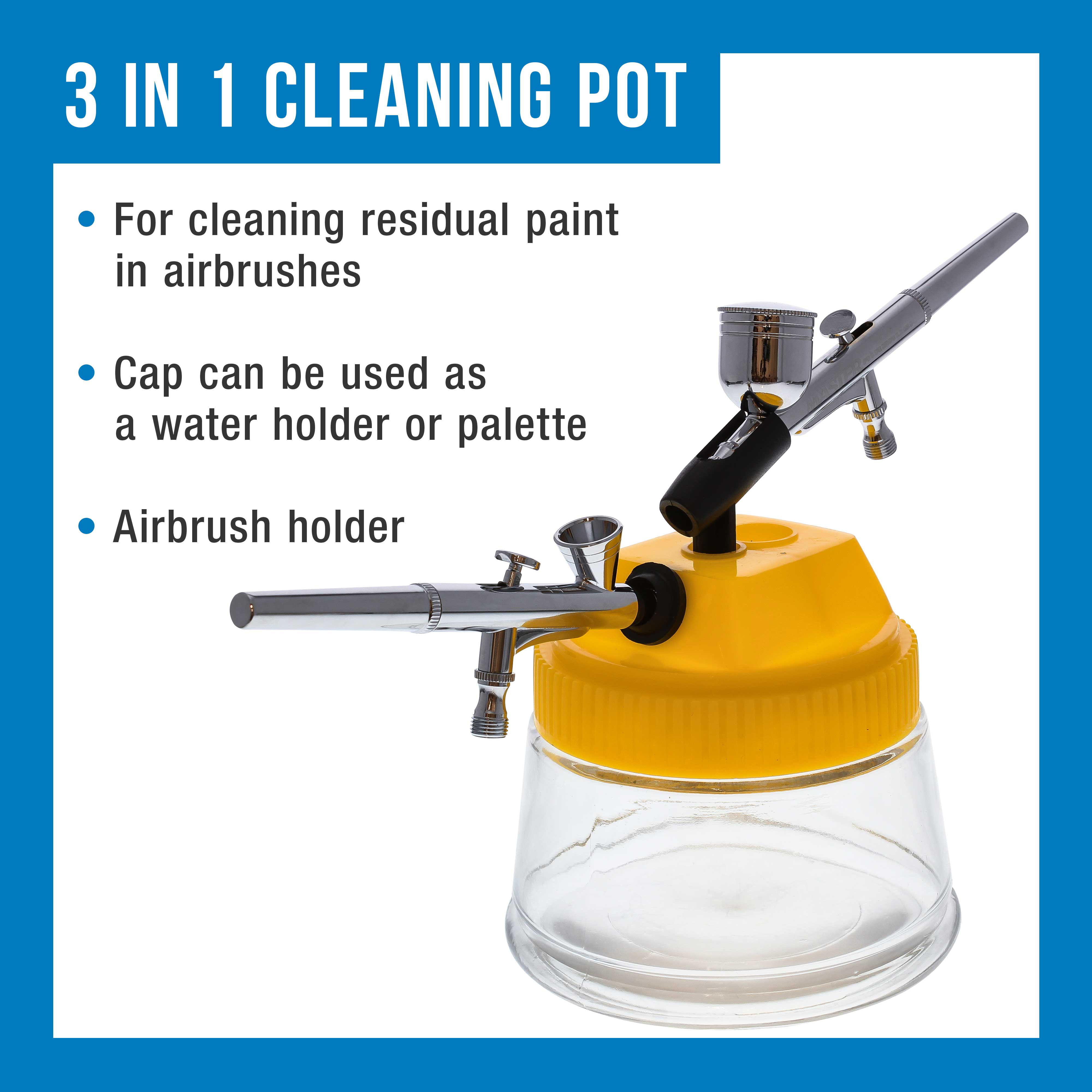Airbrush Cleaner Kit with Brush Cleaner Solution - Ultimate Airbrush Cleaning Kit Holder and Pot for Efficient Cleaning of Airbrushes - Glass Clean