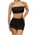 thumbnail image 2 of OSFVNOXV Bikinis for Women Three-Piece Swimsuit Strapless Bandeau Bra Seamless Brief Underwear with Side String Cover Up Skirt Summer, 2 of 6