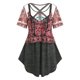 thumbnail image 1 of TIPO DE TIENDO DE TIENDO DE CRISCROSS DE TAMAÑO CRISCROSS Y CONJUNTO TOP DE MESH BORDADO Rosegal  Camisetas tallas grandes, 1 of 5