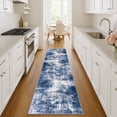 thumbnail image 2 of iOhouze Runner Rugs 2x8 Washable Runner Rug for Hallways Non Slip Kitchen Runner Low Pile Soft Printed Faux Wool Abstract Floor Runner for Inodoor Bedroom Entryway Laundry Room, Blue/Rust/White, 2 of 9
