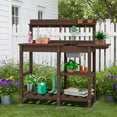 thumbnail image 4 of SERWALL Potting Bench Set of 2, Outdoor Potting Table with Sink, HDPE Material All Weather Use- Coffee, 4 of 8
