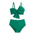 thumbnail image 3 of SILVERCELL Girls Summer 2 Piece Swimsuits Knotted Front Bikini Bathing Suit, Size 5-12 Years, 3 of 4