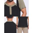 thumbnail image 7 of DARING DIVA Men's Raglan Henley Retro Short Sleeve Button Down T-Shirt M Black, 7 of 7