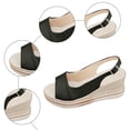 thumbnail image 6 of Rokment Womens Metallic Color Block Platform Wedge Dressy Sandals Vintage Casual Leather Peep Toe Chunky High Heels Slingback Dress Summer Shoes with Adjustable Back Strap for Ladies Black Size 6, 6 of 8