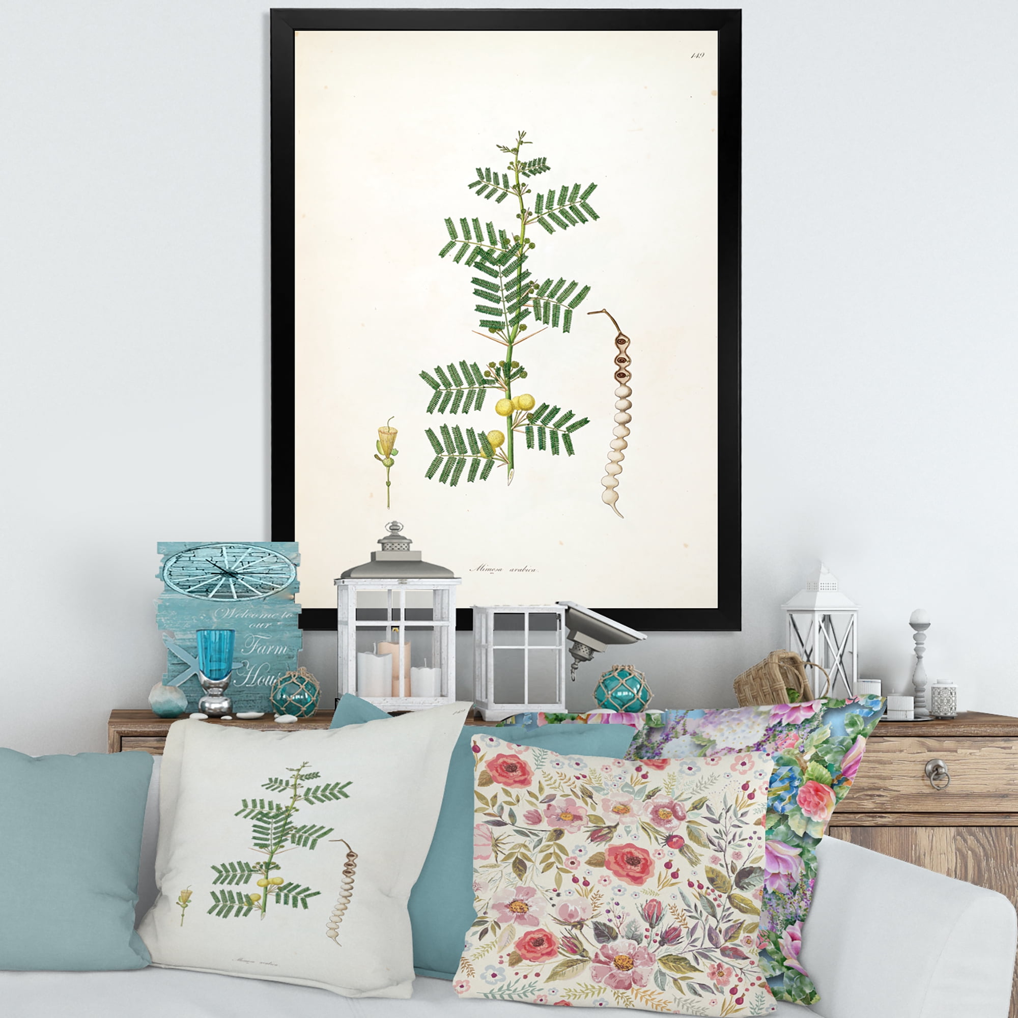 Designart 'Ancient Blossoming Flower III' Farmhouse Framed Art Print
