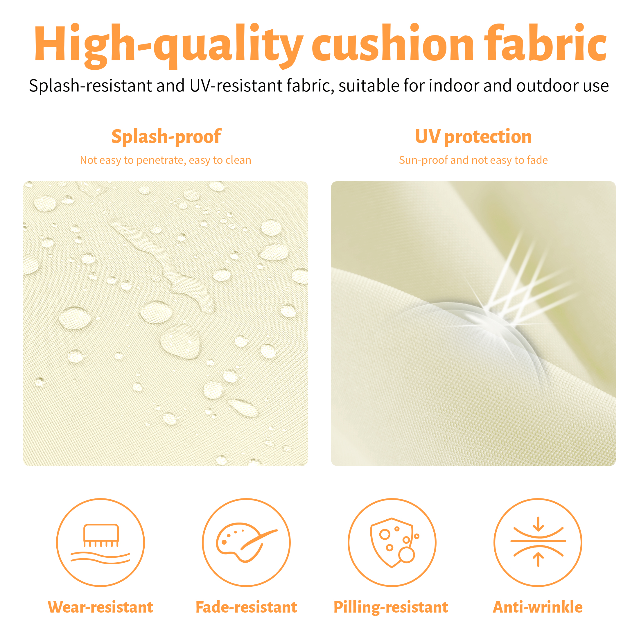 ROFIELTY 2-Pack Outdoor Chair Cushions 19x19, Waterproof & UV Resistant Patio Seat Pads with Removable Washable Cover, 3 Inch Thick All-Weather Cushions for Wicker Furniture, Beige