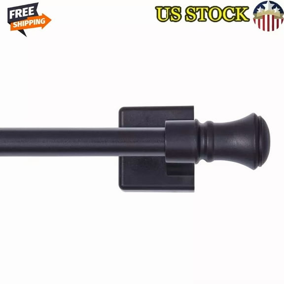 16-28 In Cameron Adjustable Steel/Plastic Magnetic Drapery Rod 7/16 In Dia Black