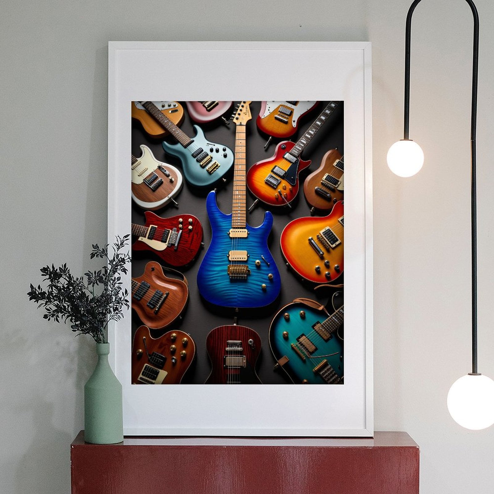 Diamond Art Kit for Adults, Vibrant Guitars Array Diamond Painting for Adults Beginners, DIY Diamond Art Painting Kits, 5D Diamond Painting Crafts for Home Decor 12x16 Frameless
