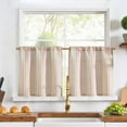 thumbnail image 2 of Striped Linen Kitchen Curtains 24 Inches Christmas Tier Curtains Farmhouse Modern Cafe Style Small Window Treatments Airy Light Filtering Rod Pocket for Living Room Bathroom 2 Panels Candy, 2 of 8