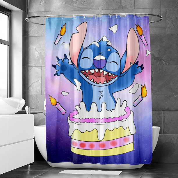 Lilo And Stitch Waterproof Fabric Unique Cute Anime Design Shower Curtainstitch Shower Curtains 