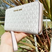 Michael Kors Jet Set Large Phone Wristlet Wallet Vanilla MK Powder Blush Pink