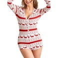 thumbnail image 1 of Faithtur Pyjama de Noël pour Femmes Motif Imprimé, Col en V Manches Longues Combinaison, 1 of 5