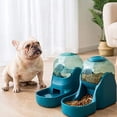 thumbnail image 2 of Dispensador de croquetas y agua, dispensador de agua (3,8 L) y comida (1,5 kg) para perros y gatos, plástico, dispensador de agua para mascotas, comedero para mascotas (comedero, verde) Ormromra ZYY-2453, 2 of 4