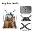 thumbnail image 4 of Saiise Relaxing Cat With Orange Juice Pattern Sports Drawstring Backpack - String Swim Gym Bag with Wet Proof Pocket for Women&Men-Medium, 4 of 6