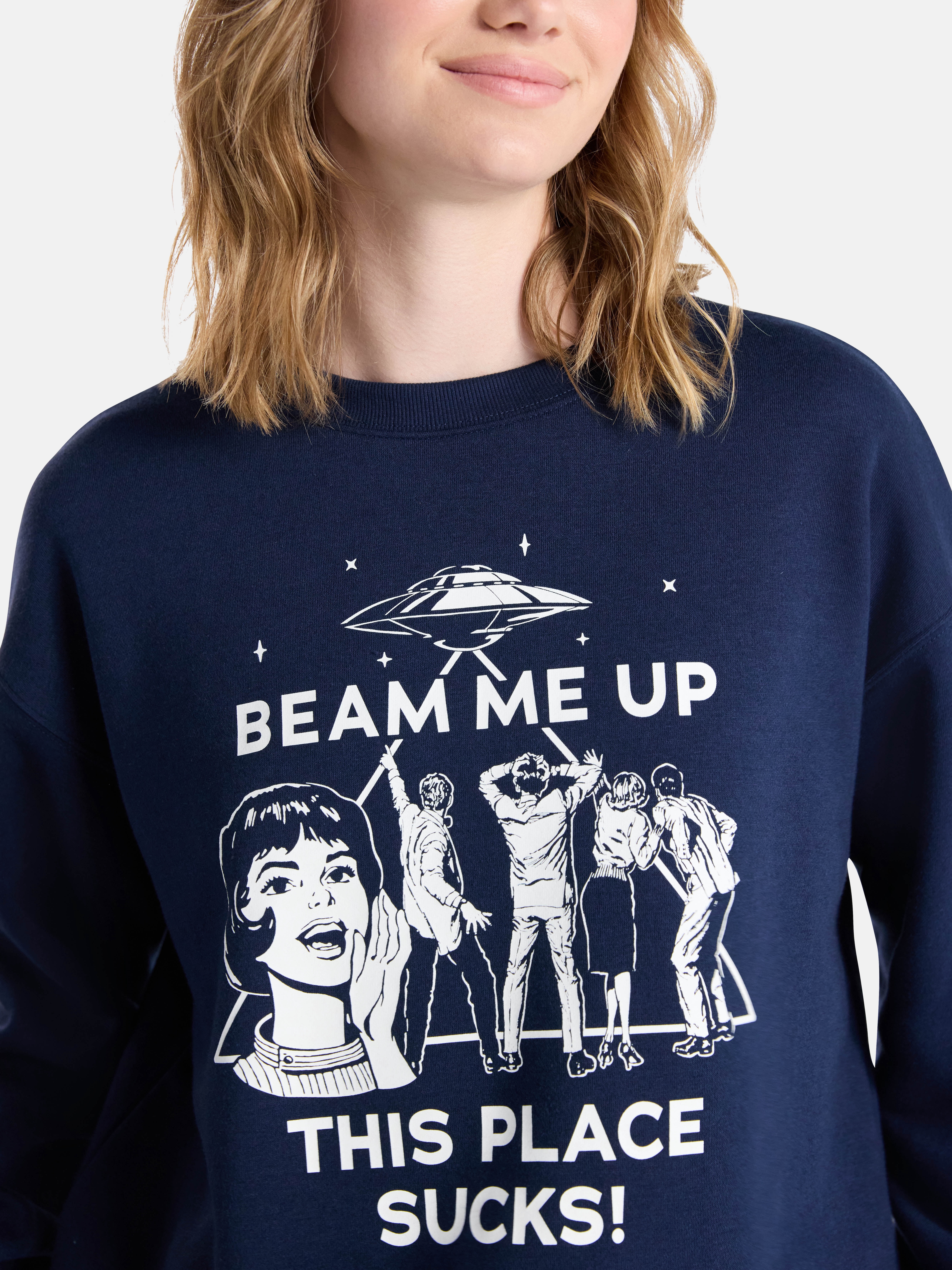 Netflix Stranger Things Oversized Fleece Sweatshirt from No Boundaries, Women’s Plus
