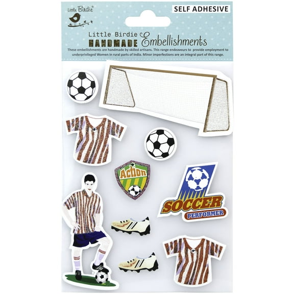 Little Birdie 3D Embellishment 10/Pkg-Soccer Performer