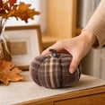 thumbnail image 6 of Lypsnake Vintage Plaid Fabric Pumpkin Ornament,Soft Stuffed Fall Plaid Pumpkin Tabletop Decor with Faux Stem,Decorative Gingham Pumpkin for Thanksgiving Harvest Home Mantel Shelf Decor, 6 of 7