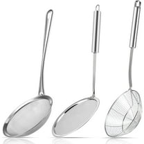 BTEPSGA 3 Pieces Spider Strainer Skimmer Spoon Set, Stainless Steel Mesh Strainer with Handle Wire Mesh Colander, Hot Pot Fat Skimmer Spoon, Fine Mesh Food Strainer for Cooking, Skimming (5.5 Inch)