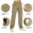 thumbnail image 5 of FEN AI Women's Cargo Pants with 5 Zipper Pockets Quick Dry Travel Hiking Sweatpants Ladies Casual Trousers Khaki, 5 of 10