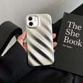 thumbnail image 4 of Cute Curly Wave Case for iPhone 12 6.1 inches, Water Ripple Pattern Phone Case Slim Shockproof Satin Glossy Cover for Girls Boys Silicone 3D Non-Slip Case -Silver, 4 of 11
