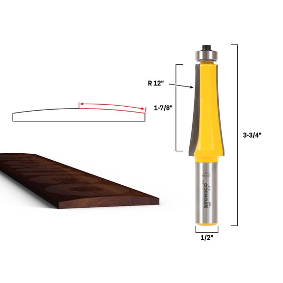 Yonico Guitar Fretboard Radiusing Router Bit - 12" Radius - 13005