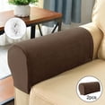 thumbnail image 3 of Thick Sofa Armrest Covers Arm Covers Solid Soft Slipcovers with Pins Non Slip Armrest Protector Washable Detachable dark coffee, 3 of 7