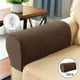 thumbnail image 3 of Fundas de reposabrazos de terciopelo para sofá, fundas de poliéster para brazos, fundas para sillones con alfileres café oscuro, 3 of 8
