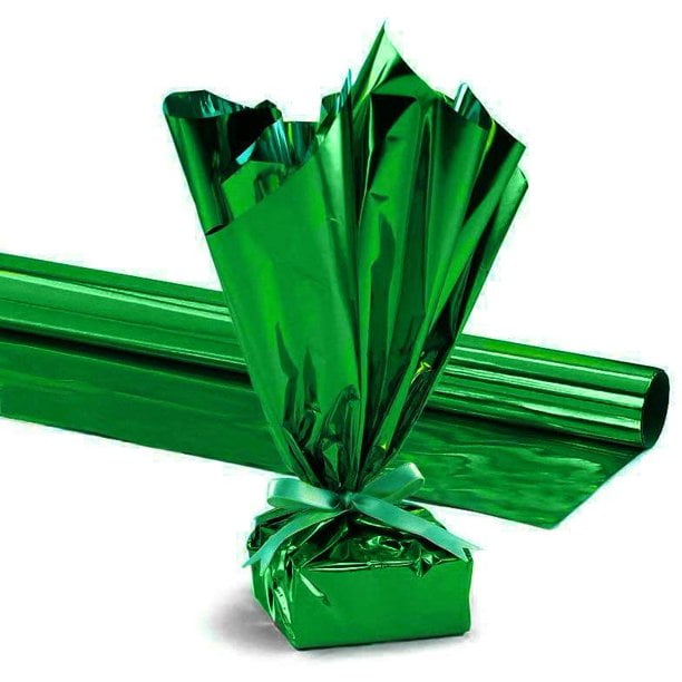 PMU Gift Wrap Mylar Roll Metallic Green 24 Inches X 25 Feet 1.4 Mil PVC
