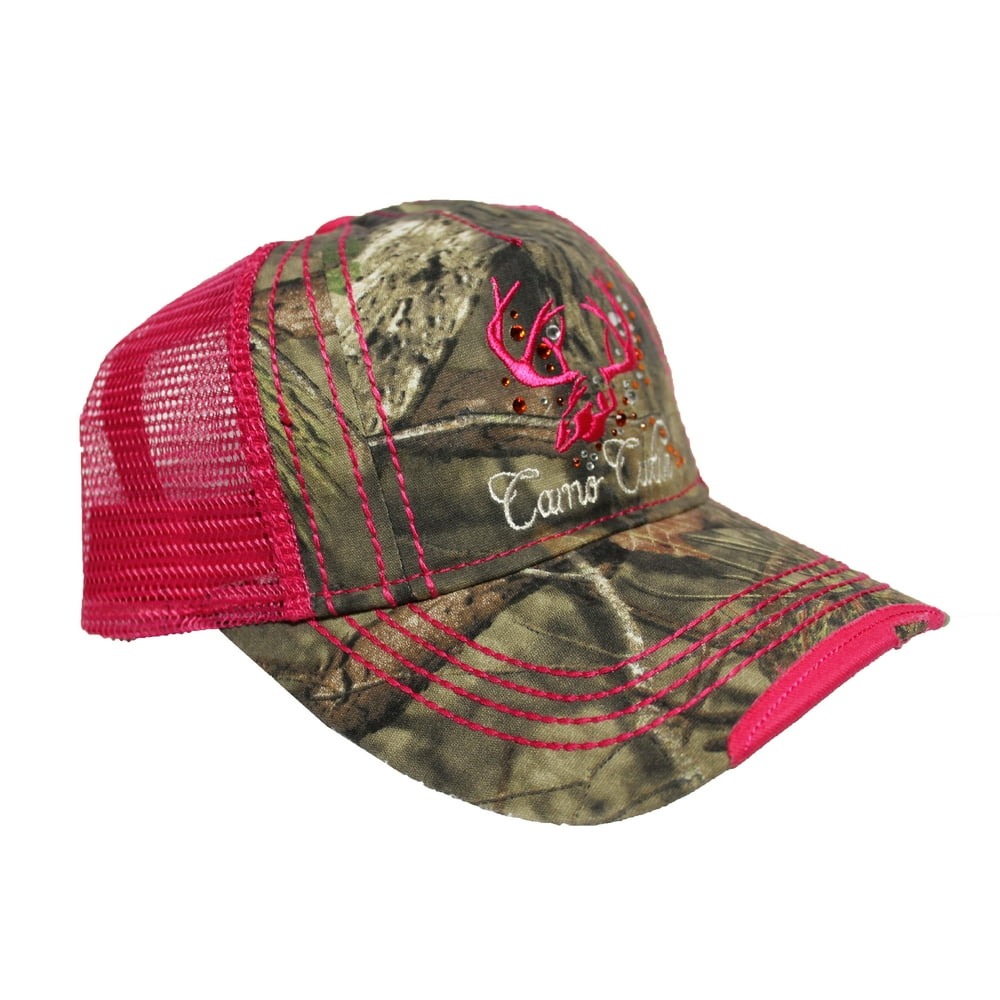 Camo Cutie Hot Pink Cap,Mossy Oak Camo Cap with Hot Pink Mesh Back and