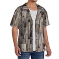 thumbnail image 4 of KLL Wooden Texture Print Men's Shirt Short Sleeve Button Down Summer Cuba Beach Shirts- XX-Large, 4 of 7