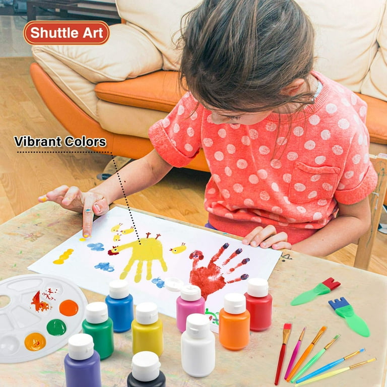 Washable Finger Paint Set, Shuttle Art 33 Pack Kids Paint Set with 10  Colors (60ml) Finger Paints Brushes, Finger Paint Pad SpongeBrushes  Palette, Non