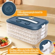 Food Storage Containers with Lids, Plastic Cookie Storage Containers Airtight, 4-Layer Stackable Food Containers Dumpling Storage Box, Blue