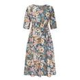 Patlollav Clearance Womens Summer Casual Round Neck Half Sleeve Floral