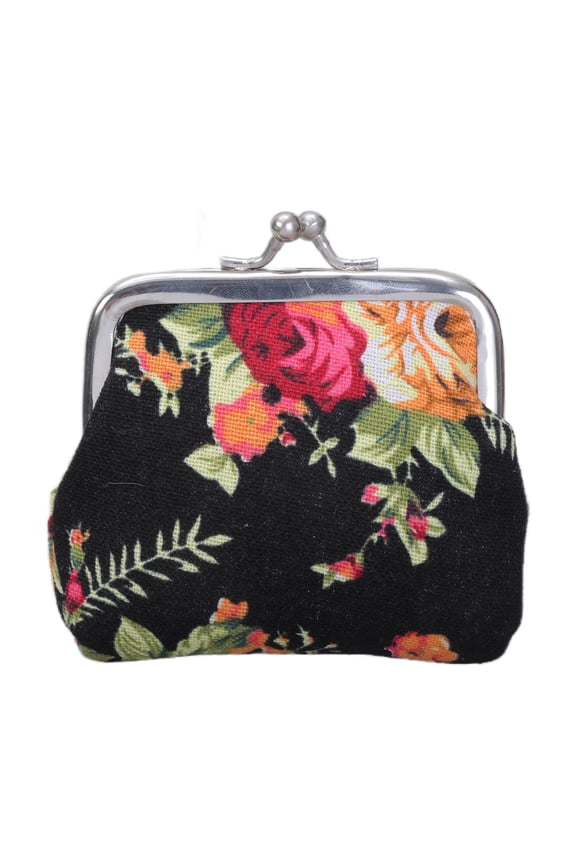Coin Purse,Floral Change Purse,Canvas Coin Purse Wallet with Clasp,Kiss Lock Coin Wallet for Women Girls Phone Pouches