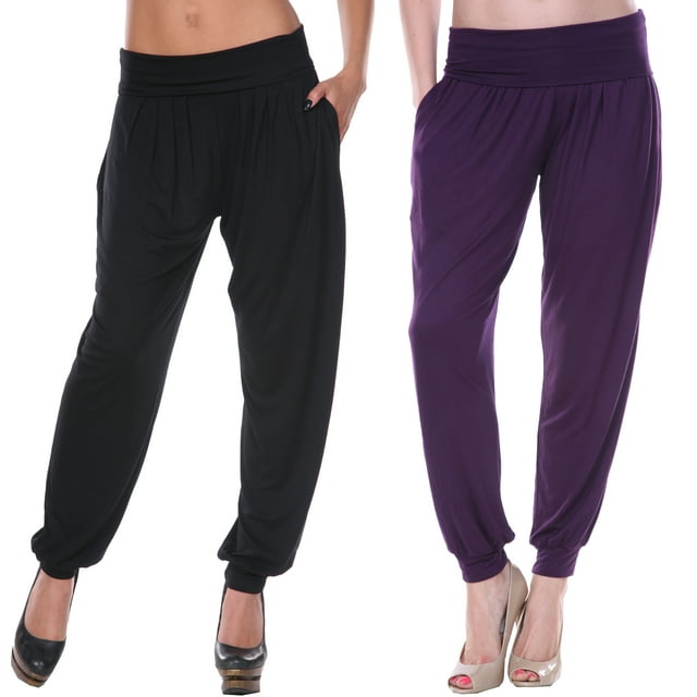 White Mark Pantalon de Jogging Harem Taille Haute pour Femmes, Lot de 2