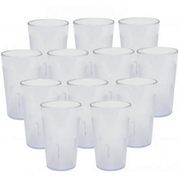 TrueCraftware- Set of 12 Pebbled Tumbler/Drinking Cups 8-Ounce Clear Color- Reusable Premium Water Iced Tea Glasses Stackable Dishwasher Safe Break-Resistant for Home and Restaurants