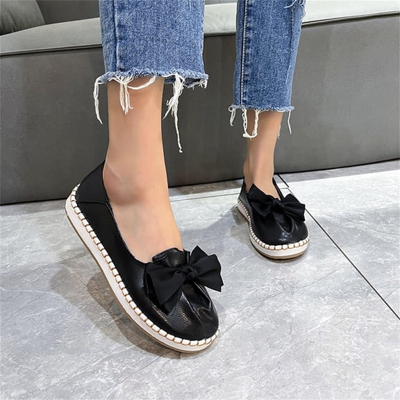 Vedolay Wedge Casual Shoes For Women Loafers For Women Wide Width Fashion Flat Shoes Classic Casual Shoes,Black 8