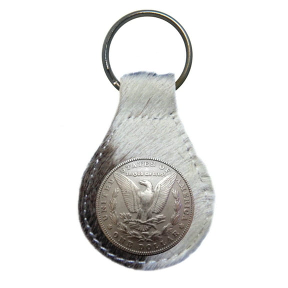 Morgan Silver Dollar Tails leather key fob or keychain