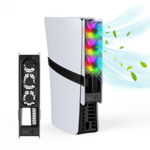 Ventilador externo silencioso compatible con PlayStation 5 Pro/Slim Disc & Digital Edition: sistema de flujo de aire mejorado para consolas PS5