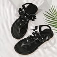 thumbnail image 6 of EliteGoogv Womens Flat Sandals Bohemian Floral Elastic Strap Women Sandals Soft Sole Casual Slide Shoes Beach Sandals For Women Summer Footwear Black US :9, 6 of 9
