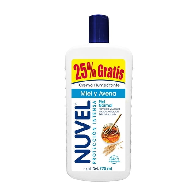 Crema corporal Nuvel Protección Intensa piel normal con miel y avena 775 ml