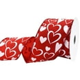 thumbnail image 2 of Homeford Valentine's Glittered Hearts Satin Wired Ribbon, 2-1/2-inch, 10-yard, Red, 2 of 3