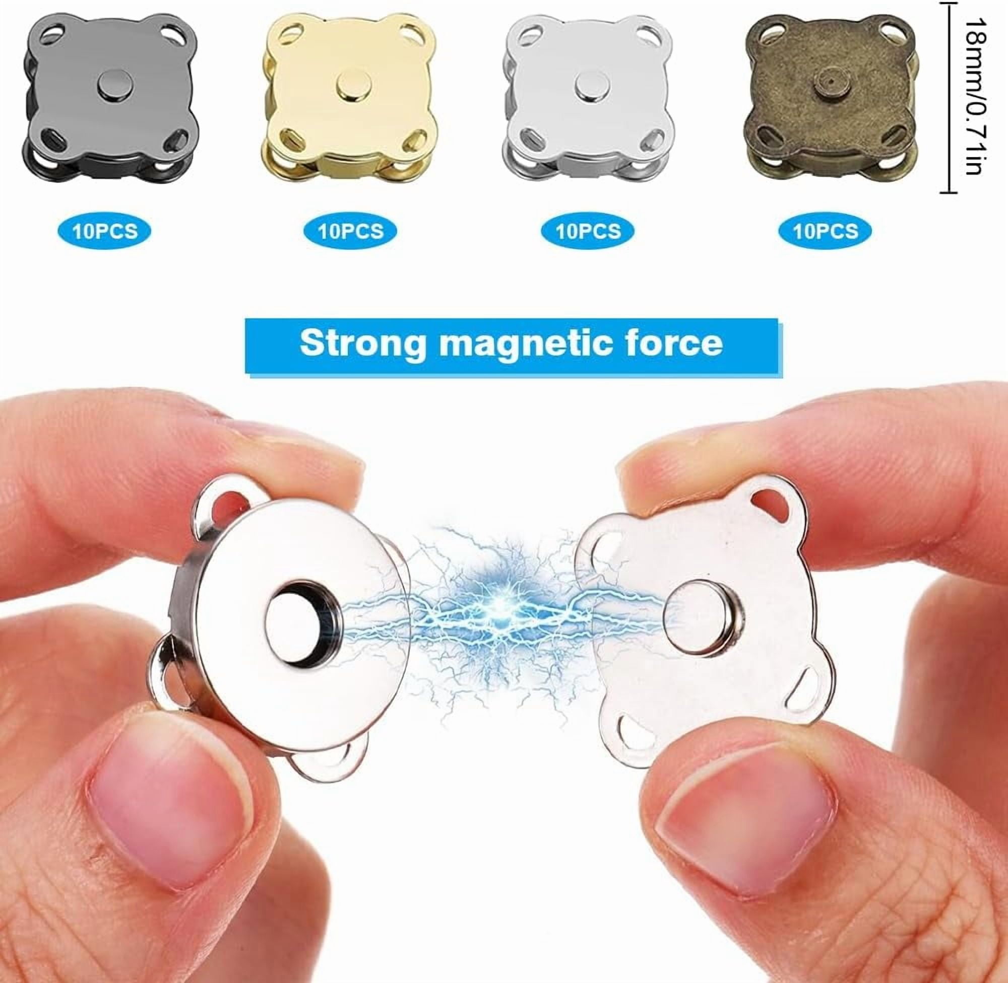 40 Sets Magnetic Snap Button, 18mm Metal Clasps Snap Buttons, Plum Shape Sewing Closures Fasteners, Magnetic Snaps for Clothes Handbag Leather Jacket DIY, 4 Colours