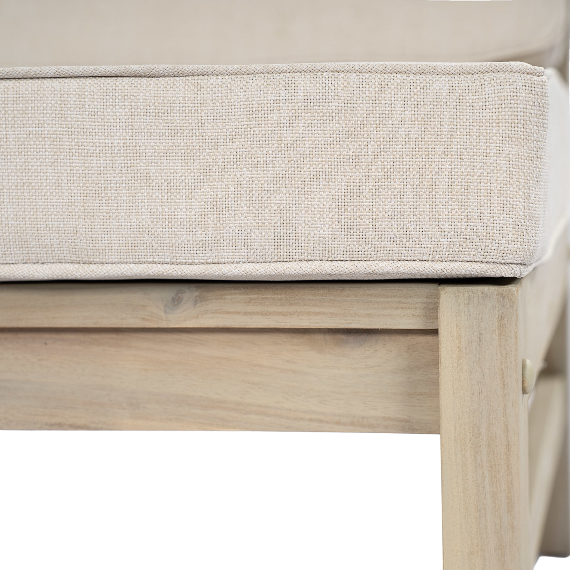 Christopher Knight Home 6-Seater Outdoor Sectional Sofa Set with Table, Sand Cushions, Light White Finish
